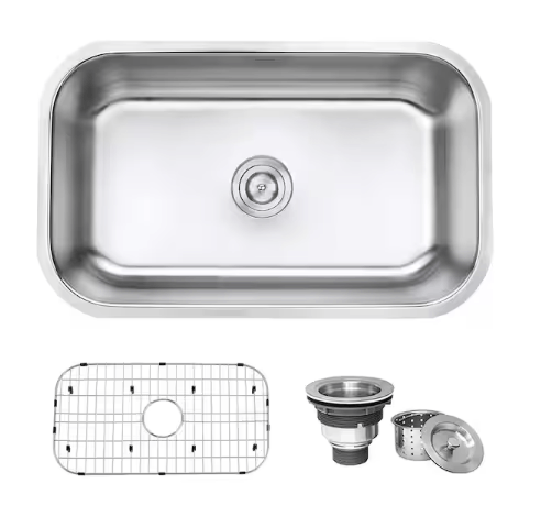 Ruvati RVM4250 30 in. Single Bowl Undermount 16-Gauge Stainless Steel Kitchen Sink