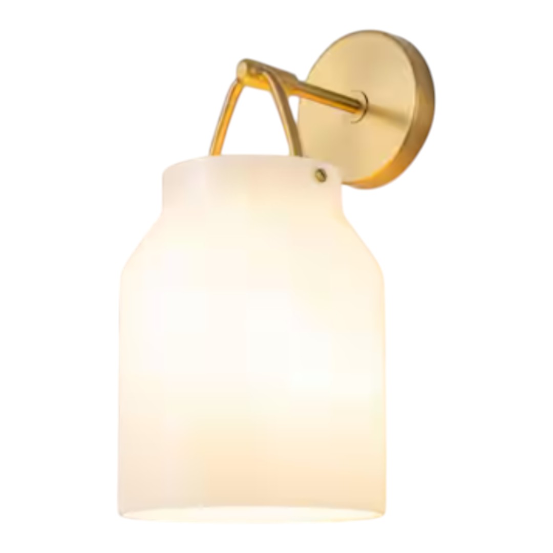 Y'INSP PTR-1064661 7.48 in. 1 Light White Modern Industrial Wall Sconce Farmhouse Wall Light for Bedroom Brushed Gold Vanity Light Fixtures
